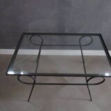 Table basse années 50/60' métal noir et plateau verre