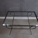 50s/60s coffee table in black metal and glass top