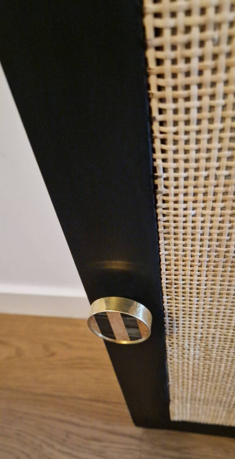 Wooden chest with caning