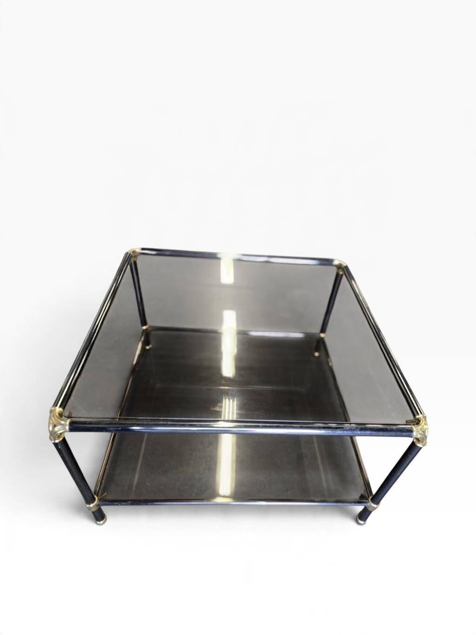Table basse vintage en verre fumé