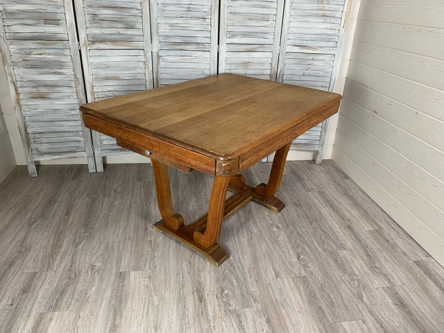 Table en chêne art déco avec rallonge 1920