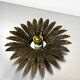 Spanish sunburst flush mount light fixture in gilt iron, circa 1960s