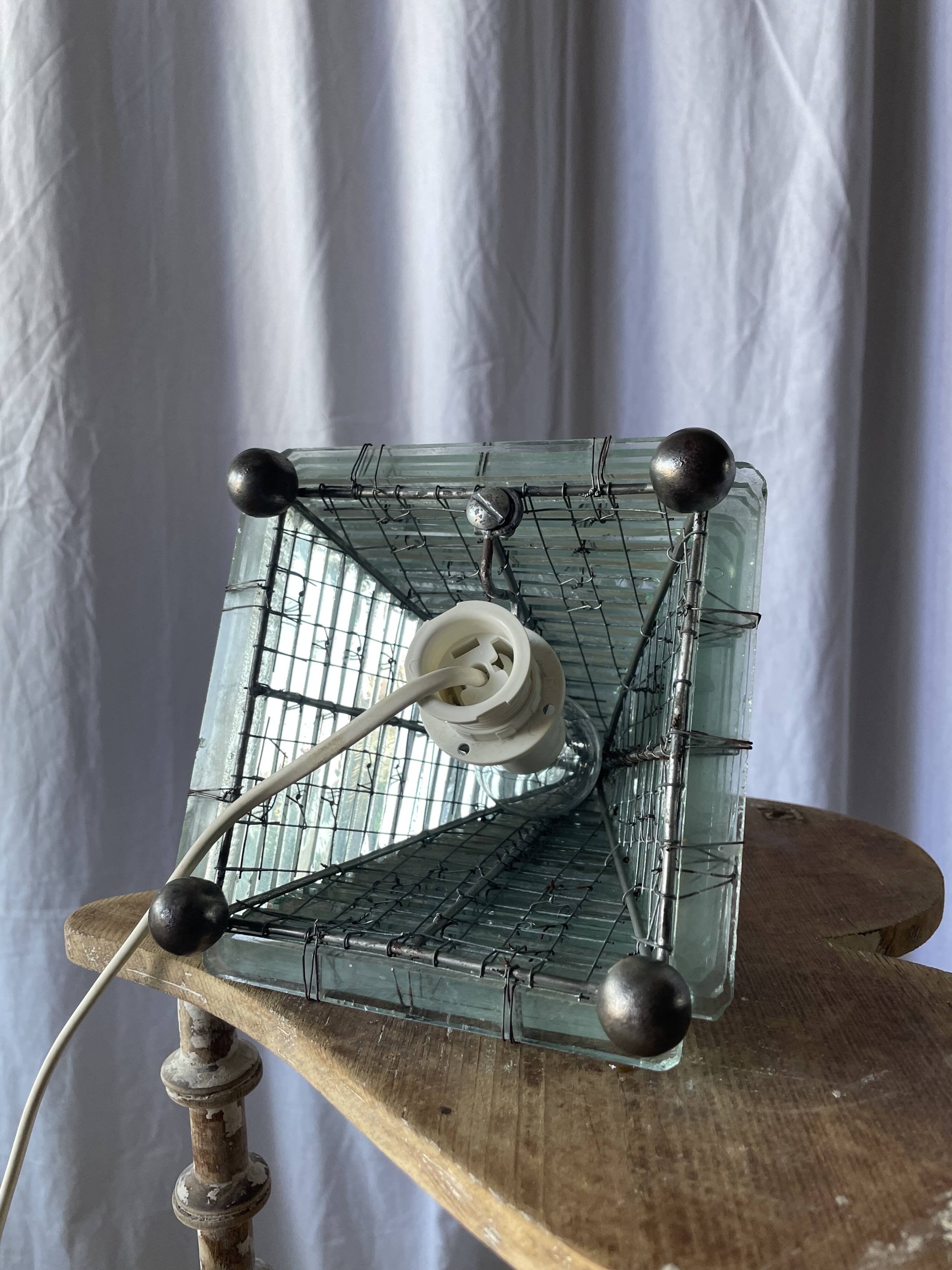 Brutalist glass lamp from the 1970s.