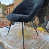 Vintage Black Sheepskin Armchair
