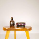 Modern Swedish Scandinavian stool in lacquered birch, 1970s.