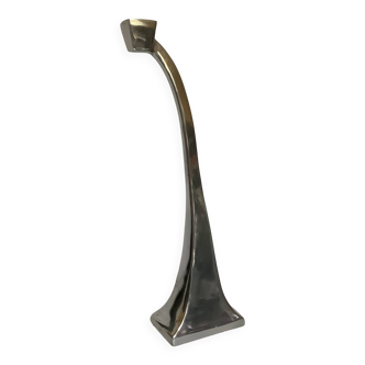 Large silver metal candlestick in the style of Xavier Lust