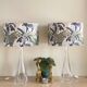 Pair large clear crystal val saint lambert table lamps - belgium 1950's