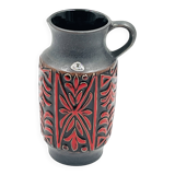 Vase West Germany, ceramic relief, red, 1970s.