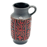 Vase West Germany, ceramic relief, red, 1970s.