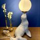 Vintage seal lamp in white ceramic and opaline.