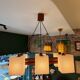 1960s Scandinavian suspension light in teak and perspex.