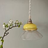 Baladeuse abat-jour vintage en verre jaune et transparent