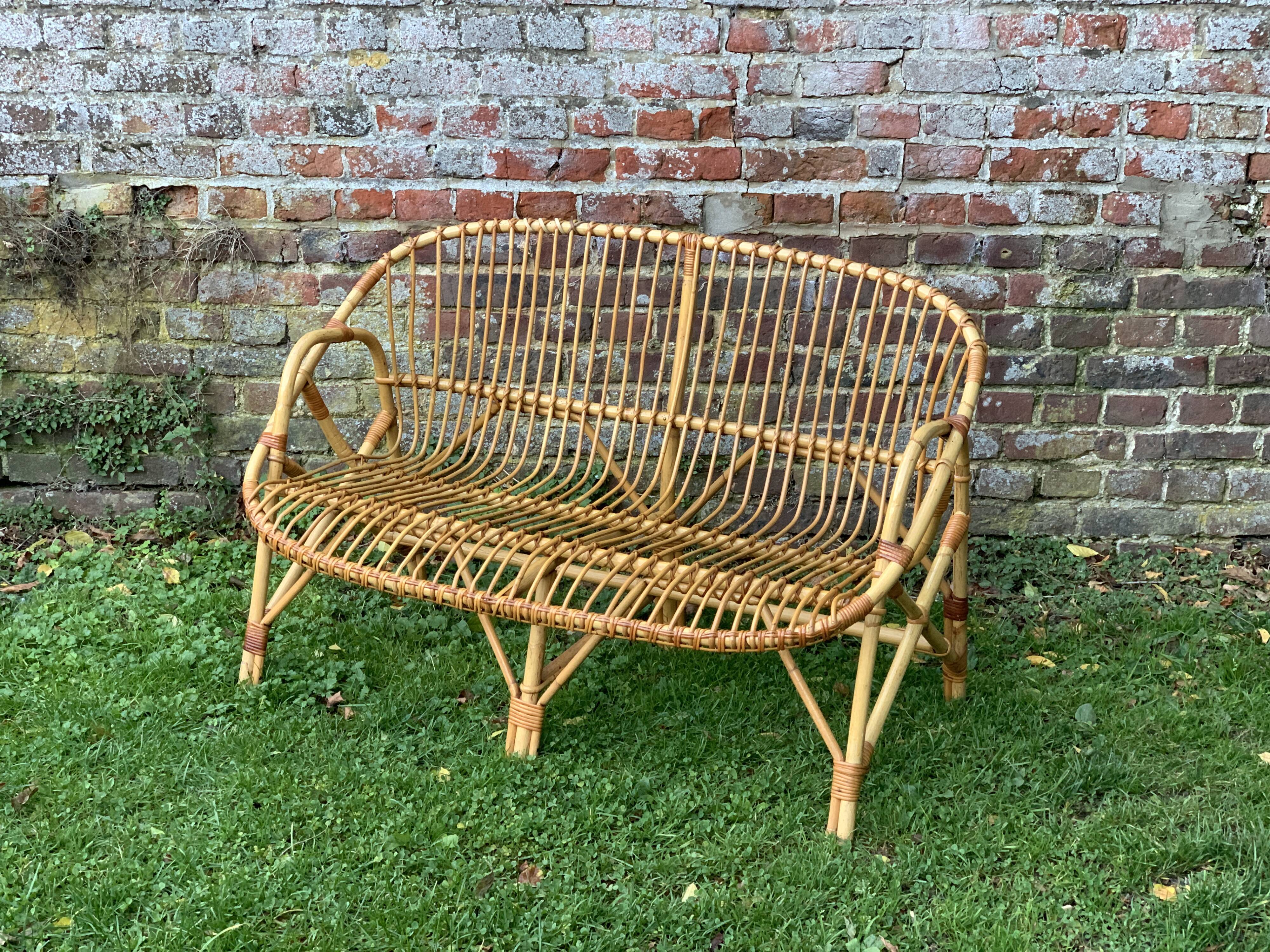 Rattan bench
