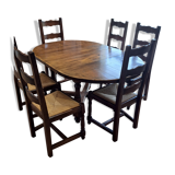 Table and 6 chairs in solid oak