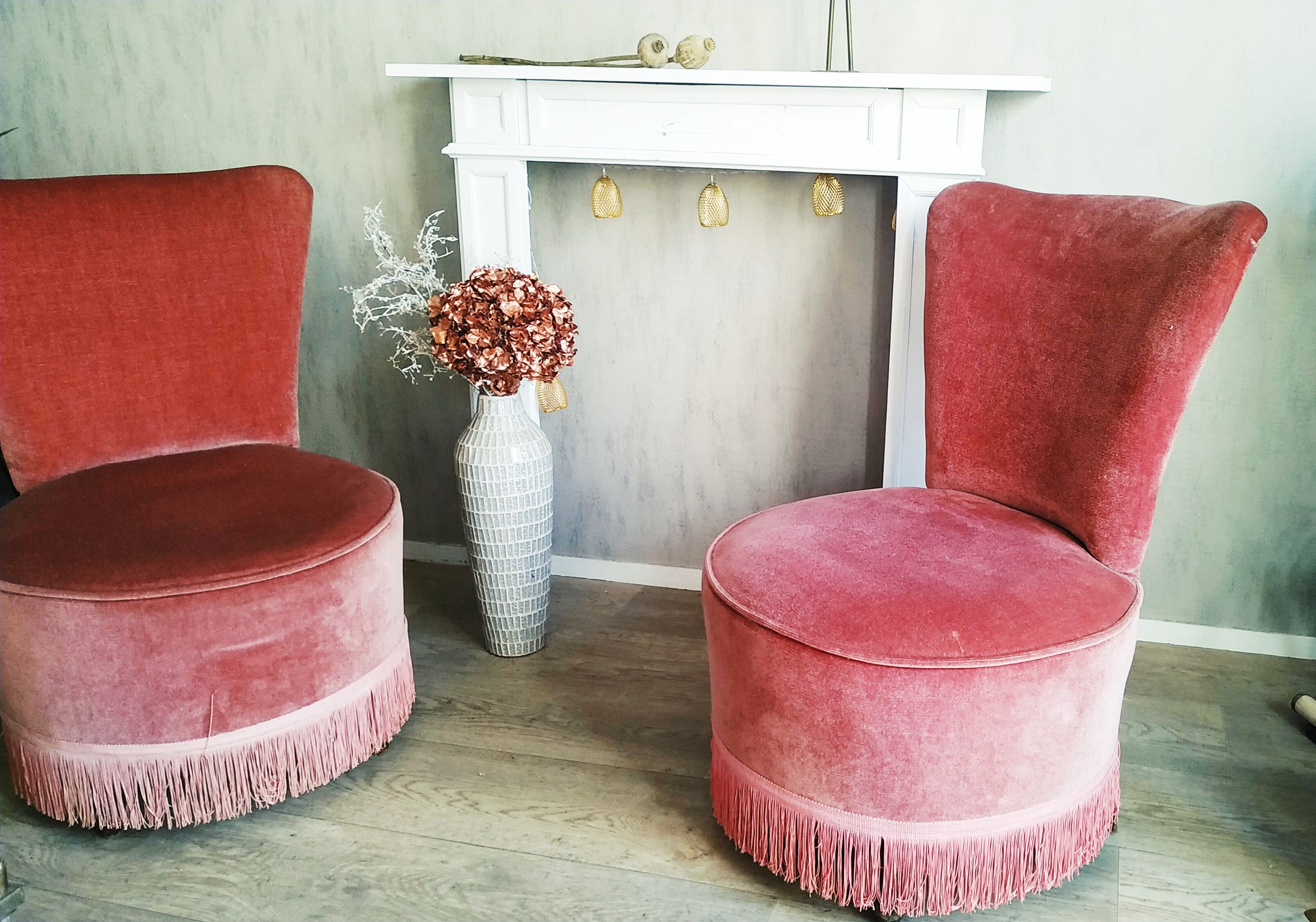 Pair of velvet toad armchairs