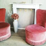 Paire de fauteuils crapauds en velours