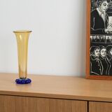 Glass vase “Amber & Cobalt Blue,” Swedish design, 1960s, manufacturer: Orre