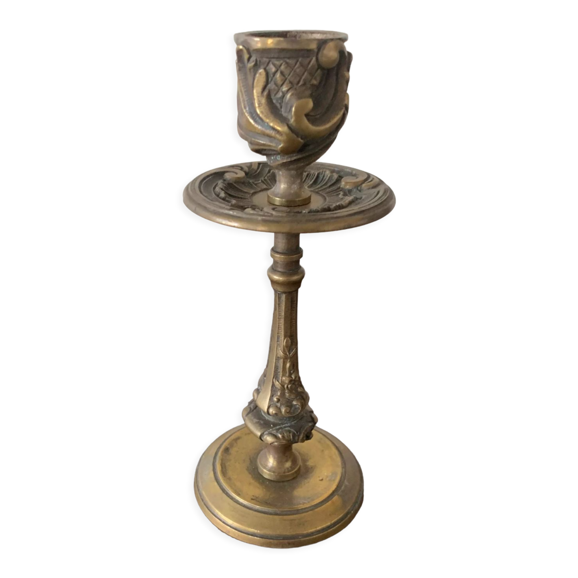 Antique bronze candle holder