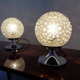 Glass Bubble Table Lamps, 1970s, Set of 2
