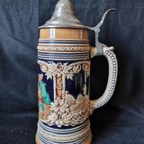 Beer mug 1 liter lowenbrau munich ceramic / numbered