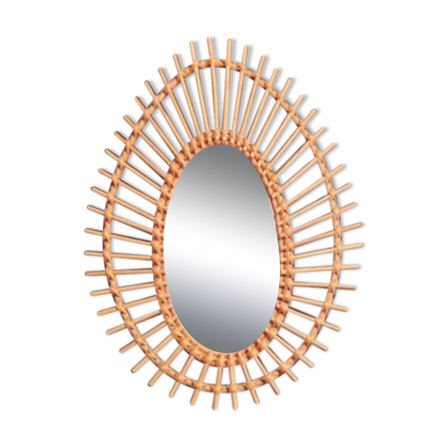 Vintage rattan sun mirror