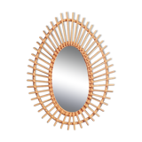 Vintage rattan sun mirror