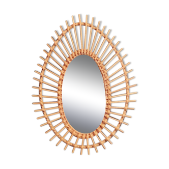 Vintage rattan sun mirror