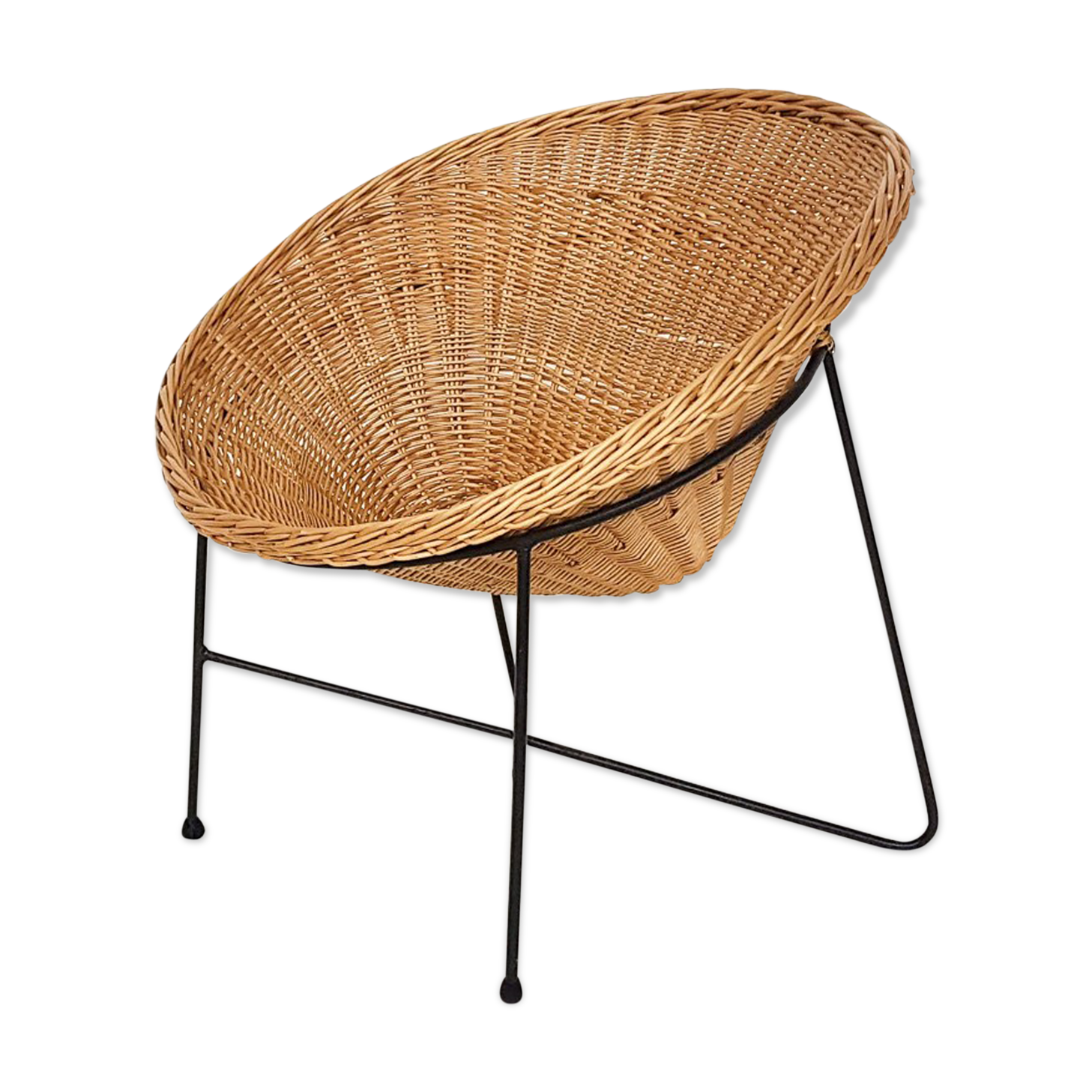 Rattan and metal lounge chair, The Netherlands 1950