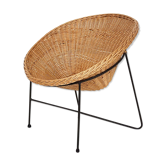 Fauteuil de salon de rotin et de métal, Pays-Bas 1950