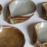 Eight ramekins"shells"vintage enamelled potter's sandstone