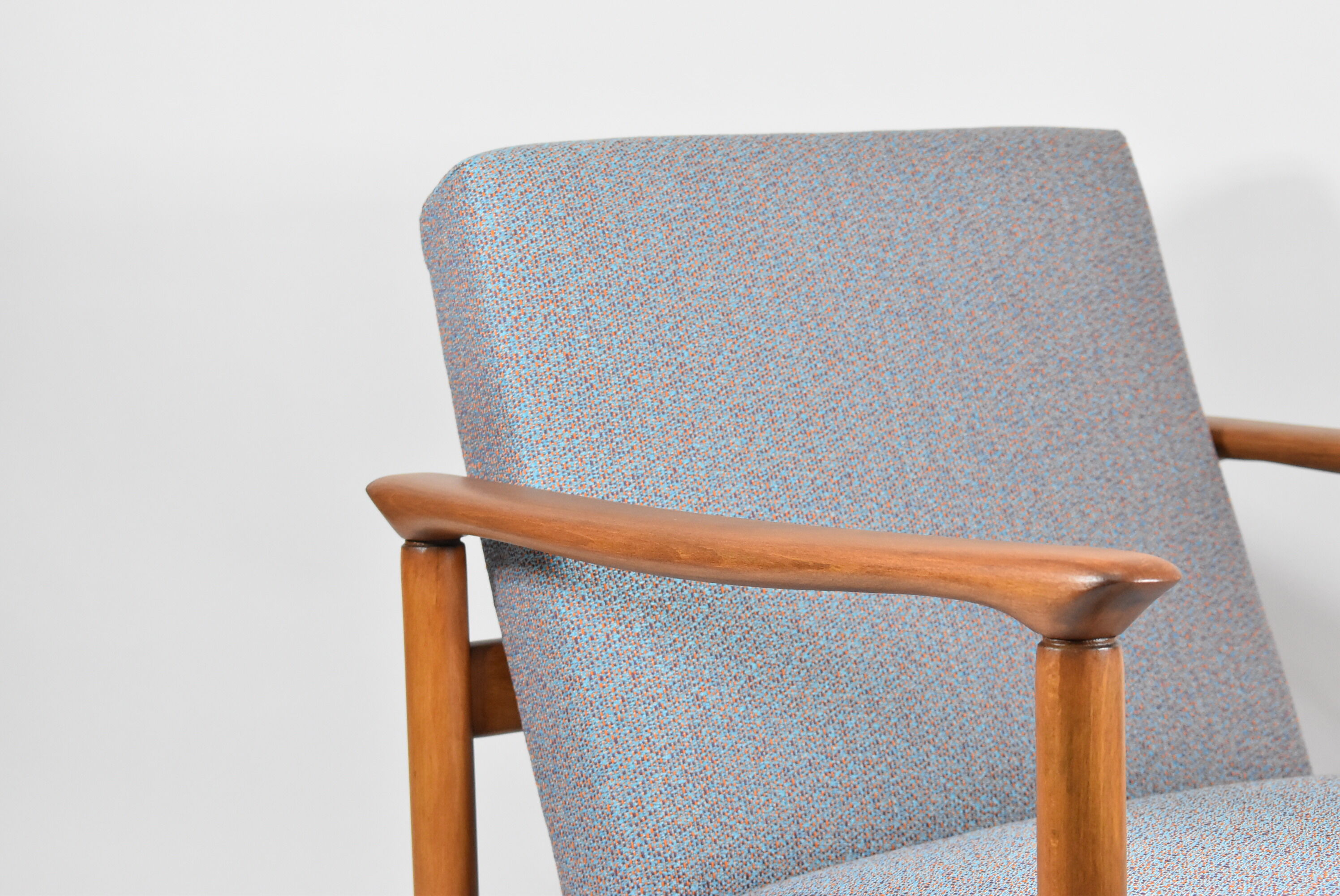 Vintage Polish armchair, model GFM-142, 1960s,  fully renovated, grey fabric