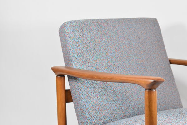 Fauteuil polonais vintage, modèle GFM-142, années 1960, entièrement rénové, tissu gris