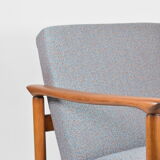 Fauteuil polonais vintage, modèle GFM-142, années 1960, entièrement rénové, tissu gris