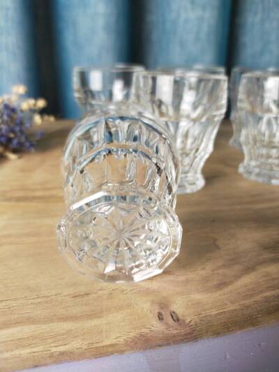 12 vintage white glasses