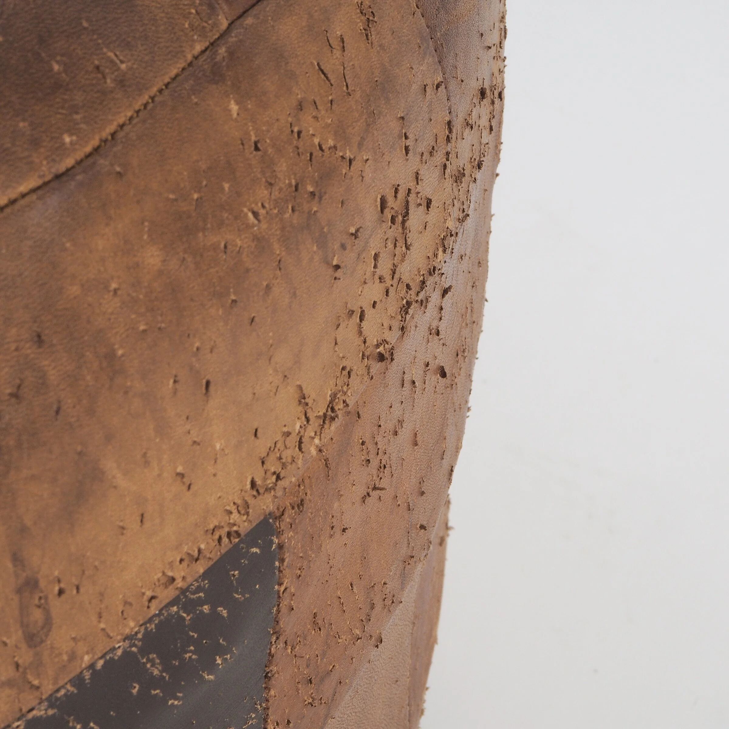Vintage leather patchwork pouf