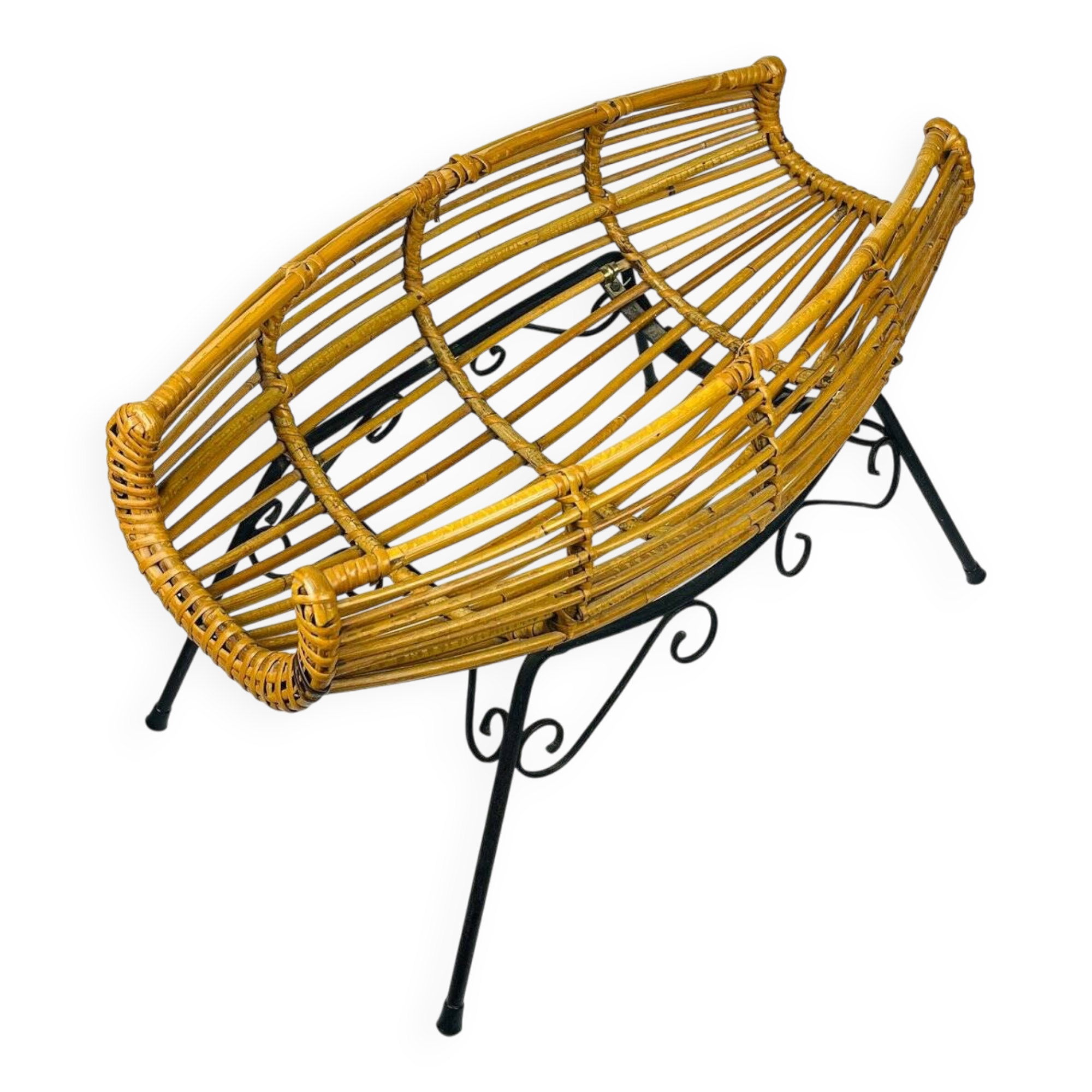 Magazine rack or vintage rattan stand, Italy, 1960s