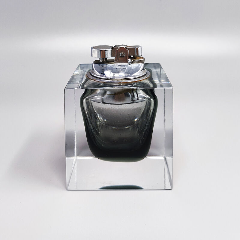 1960s grey table lighter in Murano Sommerso glass by Flavio Poli for Seguso