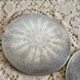 Set of 2 Silver-Plated Metal Coasters for Carafes or Bottles, Swedish