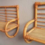 Rattan bookshelves duo