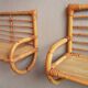 Rattan bookshelves duo