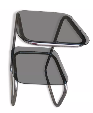 Table d'appoint en verre fumé