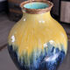 Art Deco vase in yellow and blue flamed earthenware - Shape 485, circa 1930
