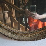 Antique oval mirror – Carved and gilded wooden frame – Napoleon III period