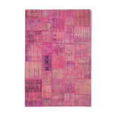 Tapis oriental surteint oriental tissé à la main 202 cm x 298 cm tapis patchwork rose