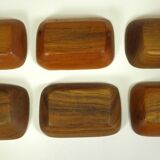 Set of 6 teak bowls 15 x 10