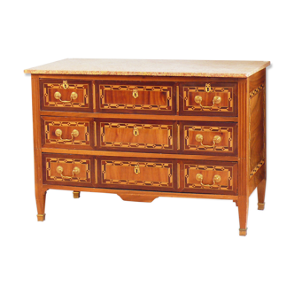 Commode en acajou et noyer