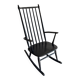 Black solid wood Scandinavian Windsor rocking chair — tall spindle back, mid-20th century
