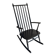 Black solid wood Scandinavian Windsor rocking chair — tall spindle back, mid-20th century