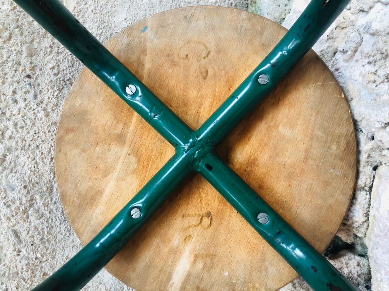 Vintage wood and metal stool circa 60's
