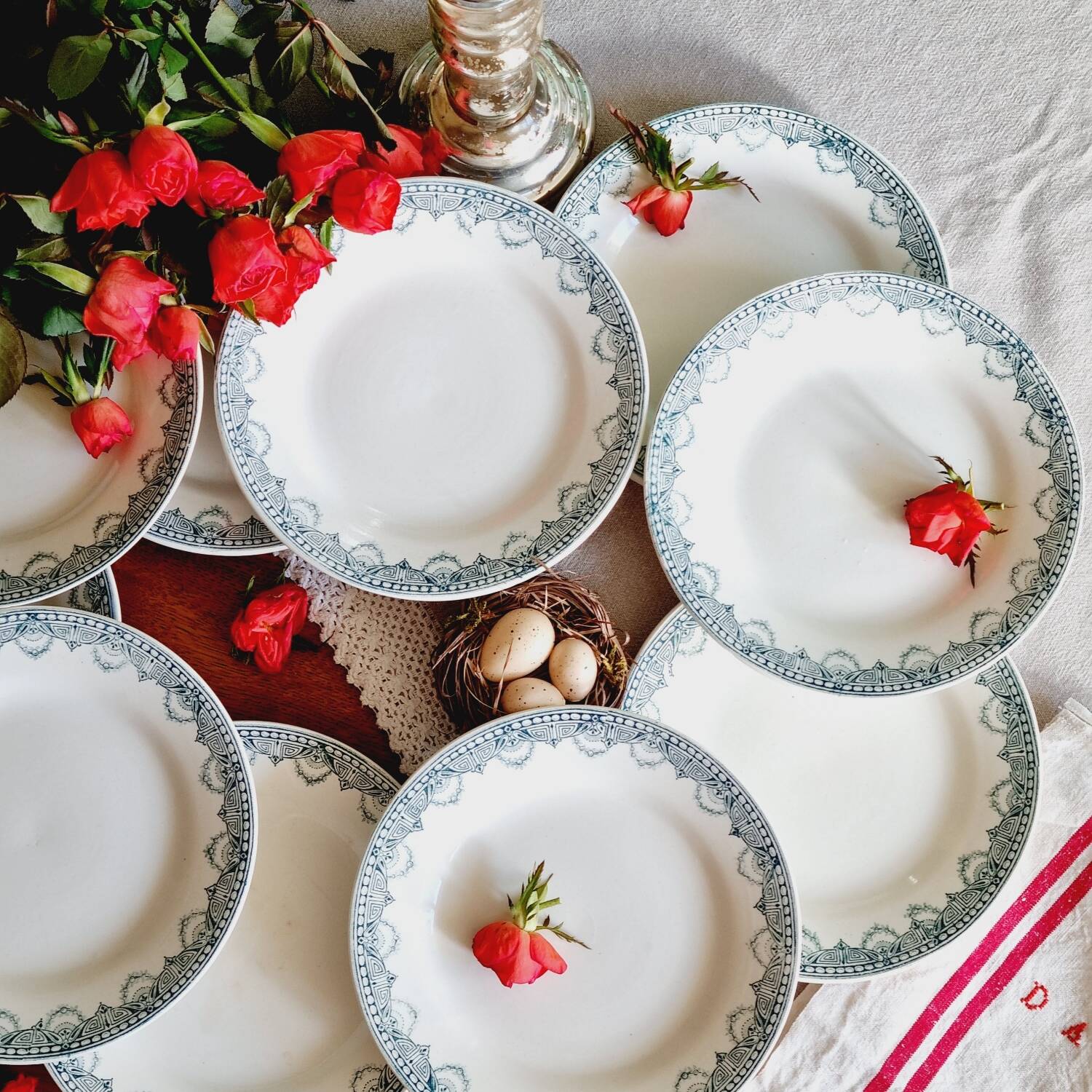 10 assiettes à desserts Léon Graves Clairefontaine Recamier
